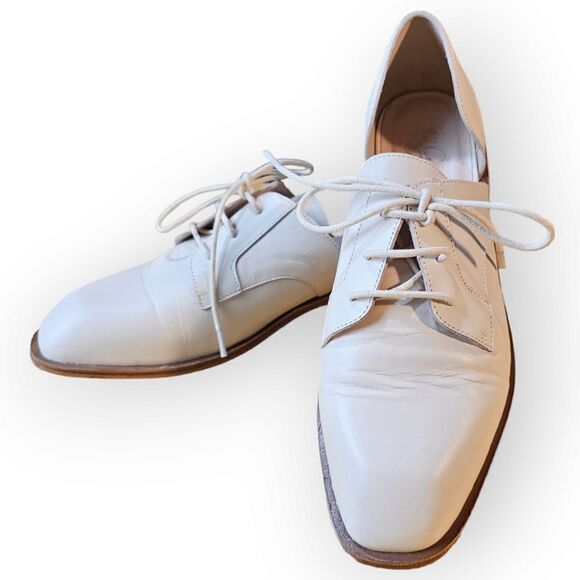 42 Gold White Bone Lace Up Loafers 9.5 - Picture 10 of 13